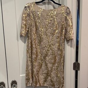 Jax Gold and Cream Sequin Mini Dress